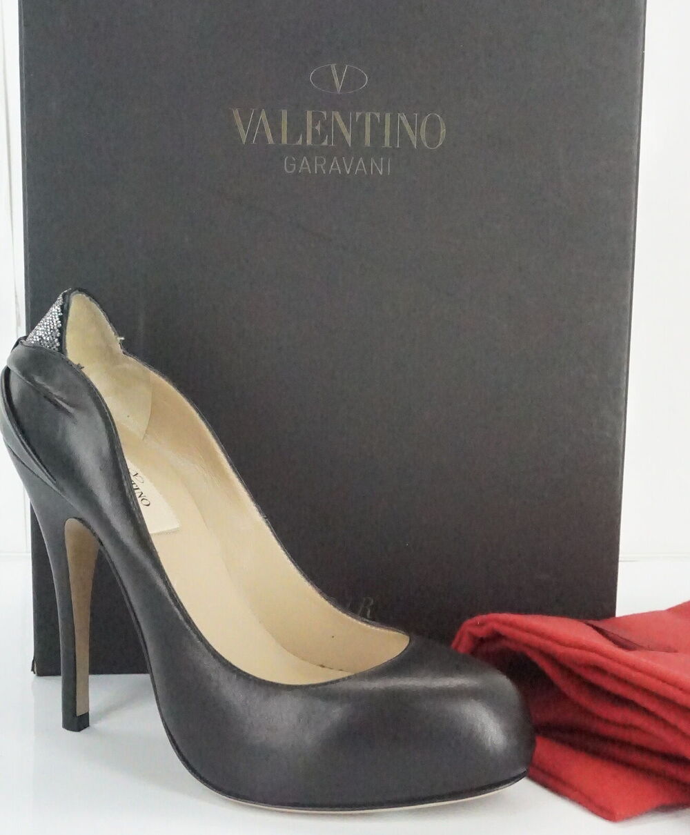 Valentino Black Leather Drape Studded High Heel Pumps Size 36 NIB $745 Women's